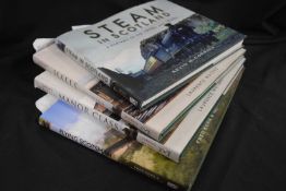Four various landscape format railway interest books including Steam in Scotland, Great Western