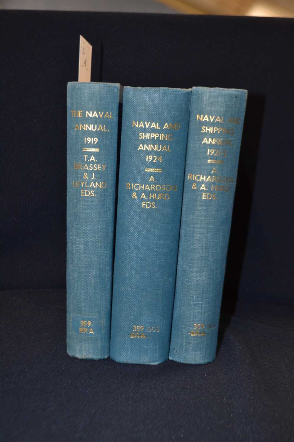 A RICHARDSON AND A HURD: THE NAVAL AND SHIPPING ANNUAL, 3 volumes.1919, 1921-22, 1924. London,