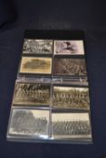 Military Interest: Photograph album containing postcards and photographs of The Great War period
