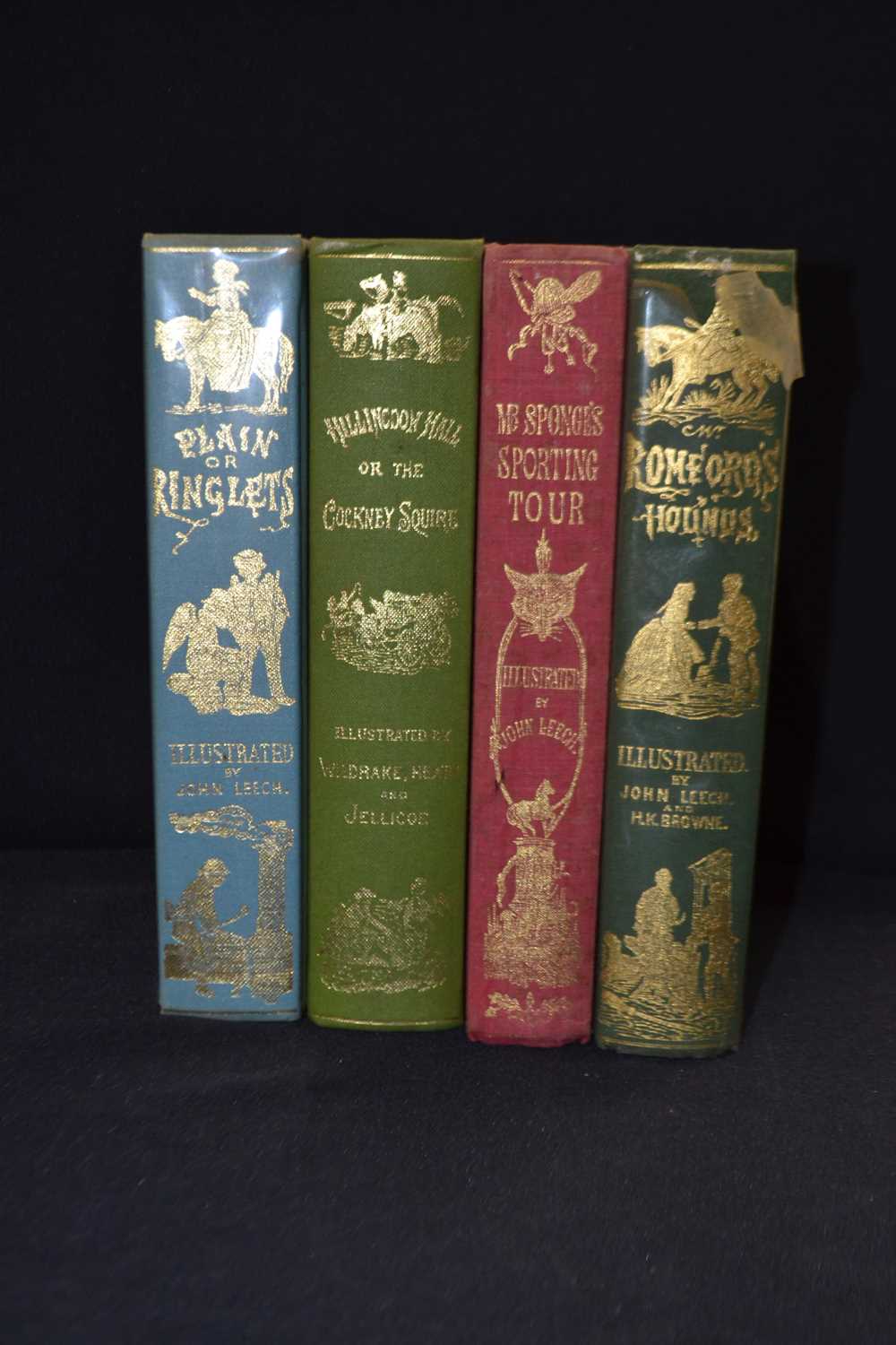 Hunting interest: 4 volumes: PLAIN OR RINGLETS, ILLUSTRATED BY JOHN LEECH, light blue buckram with