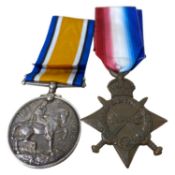 WWI British Medal Pair-1914-15 star, war medal