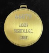 A commemorative gold award medal to 66079 James nightall G.C GBRF