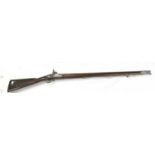 19th Century percussion capped musket of The East India Company circa 1840 with ram rod, remnants of