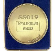 A commemorative gold award medallion to 55019 Royal Highland Fusilier