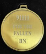 A commemorative gold award medal to 91111 For the Fallen BR