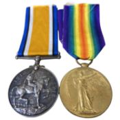 WWI British medal pair - war medal, victory medal to M-288917 PTE BG Jackson ASC