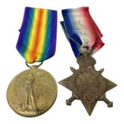 WWI British medal pair 1914-15 star, victory medal to M2-047822 PTE F. W Fleming ASC