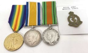 Great War Royal Army Medical Corps Medal Pair, comprising British War Medal and Victory Medal, named