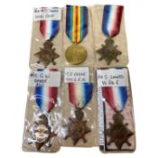 Quantity of five First World War British 1914-1915 Stars impressed to various recipients,