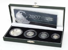 2007 four coin cased Britannia silver proof collection set