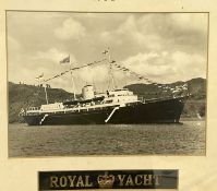 Framed picture - Naval and Royal interest - HMY Britannia 1960 together with Royal Yacht Naval cap
