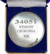 A commemorative silver award medallion to 34051 Winston Churchill SR