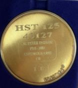 A commemorative gold award medallion to HST 125 43127 Sir Peter Parker 1924-2002 Cotswold Line 150