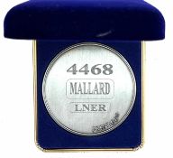 A commemorative silver award medallion to 4468 Mallard LNER