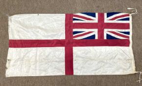 An aged British union Jack set with the English cross of Saint George (af)