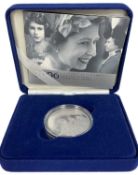 A UK 2006 Silver Proof Crown, five pounds, to commemorate Her Majesty Queen Elizabeth II Eightieth