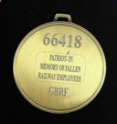 A commemorative gold award medal to 66418 Patriot In Memory of Fallen Railway Employees