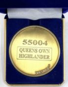 A commemorative gold award medallion to 55004 Yorkshire Light Infantry: Kings Own Highlander