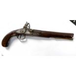 Georgian circa 1800 British flint lock pistol made by Tower, stamped GR under crown and Tower to