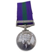 George V GSM with SE Asia 1945-46 Clasp, name worn, inscribed 'Capt D Wa.... RA