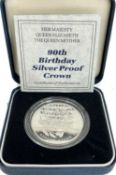 A 1990 UK Commemorative Silver proof crown to mark the 90th birthday of her majesty Queen