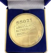 A commemorative gold award medallion to 55021 Argyll and Sutherland Highlander