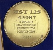 A commemorative gold award medallion to HST 43087 11 Explosive Ordnance Disposal Regiment, Royal