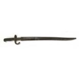 French M1866 Chassepot Yatagham sword bayonet and scabbard (a/f), overall length approx 70 cm
