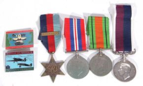 Group of WWII RAF medals to include 1939-45 star with BoB clasp, defence medal, 1939-45 medal and