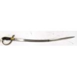 19th Century possible Prussian sabre? with single blade, leather bound handle and brass handguard,