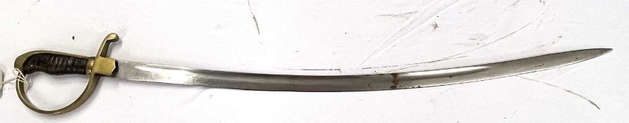 19th Century possible Prussian sabre? with single blade, leather bound handle and brass handguard,