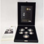 Cased 2008 silver seven coin proof set