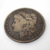 1891 USA silver $1 piece