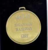 A commemorative gold award medal to 66741 Swanage Railway GBRF