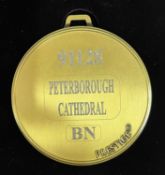A commemorative gold award medal to 91128 Peterborough Cathedral BN