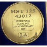 A commemorative gold award medallion to HST 125 43012 Exeter Panel Signal Box 21st Anniversary