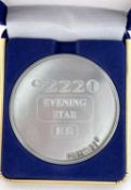 A commemorative silver award medallion to 92220 Evening Star BR