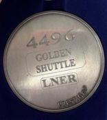 A commemorative silver award medallion to 4496 Golden Shuttle LNER