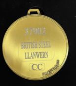A commemorative gold award medal to 37902 British Steel Llanwern CC