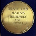 A commemorative gold award medallion to HST125 43055 The SHeffield Star 125 Years NL