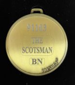 A commemorative gold award medal to 91103 The Scotsman BR