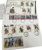 A mixed lot of first day cover stamp sets, depicting the British Army (x2) and commemorating D-Day