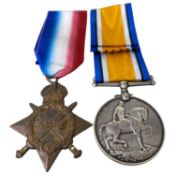 First World War British medal pair comprising of George V 1914-1915 Star and 1914-1918 War medal