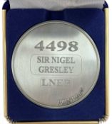 A commemorative silver award medallion to 4498 Sir Nigel Gresley LNER