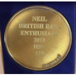 A commemorative gold award medallion to Neil: HST 125 British Railway Enthusiast 2018