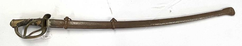 Rare model 1840 heavy cavalry sword with two band hanger scabbard made by Frederick Horster,