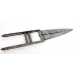 Indian Mogol silver inlaid double edged blade Katar dagger with two grip bars, overall length