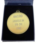 A commemorative gold award medal to 66100 Armistice 100 1918-2018 GBRF
