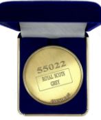 A commemorative gold award medallion to 55022 Royal Scots Grey