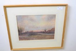 J.R. Goodman (British, b.1870), "Sunset on the Broads", watercolour, signed, 10.5x8ins, framed and
